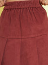 Girls Rust Corduroy Pleated Skirt