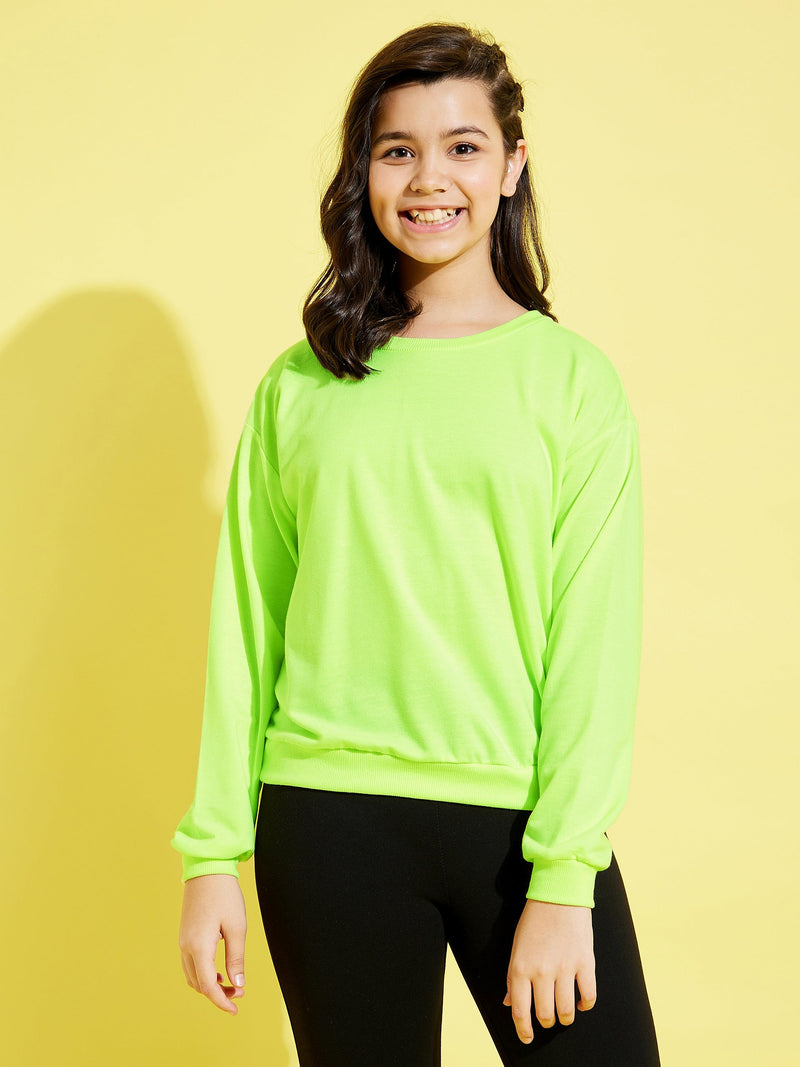 Wholesale Girls Neon Green Terry Sweatshirt – Tradyl