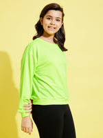 Girls Neon Green Terry Sweatshirt