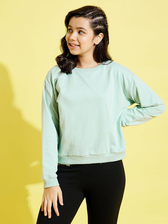 Girls Sea Green Terry Sweatshirt