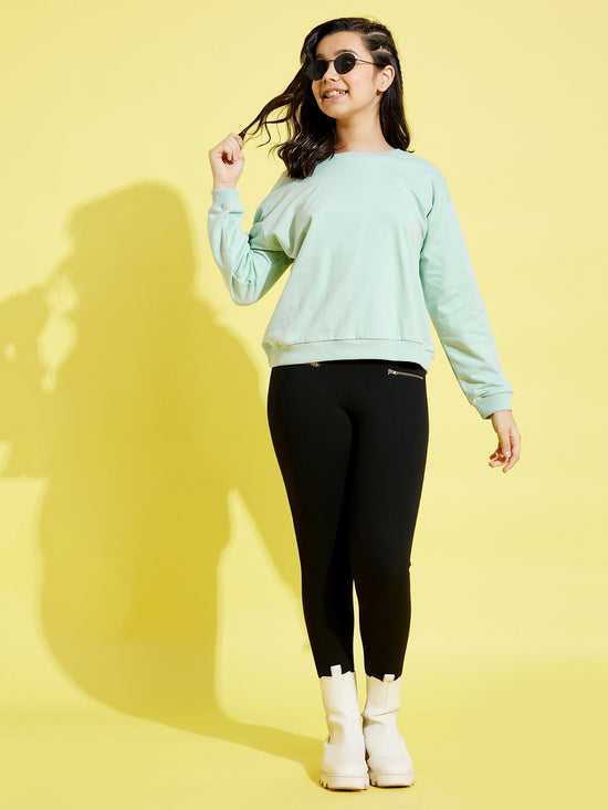 Girls Sea Green Terry Sweatshirt