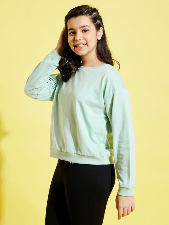 Girls Sea Green Terry Sweatshirt