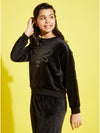 Girls Black Velour Studded DRAGONFLY Sweatshirt