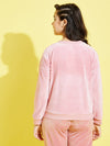 Girls Pink Velour Studded WONDERFUL GIRL Sweatshirt