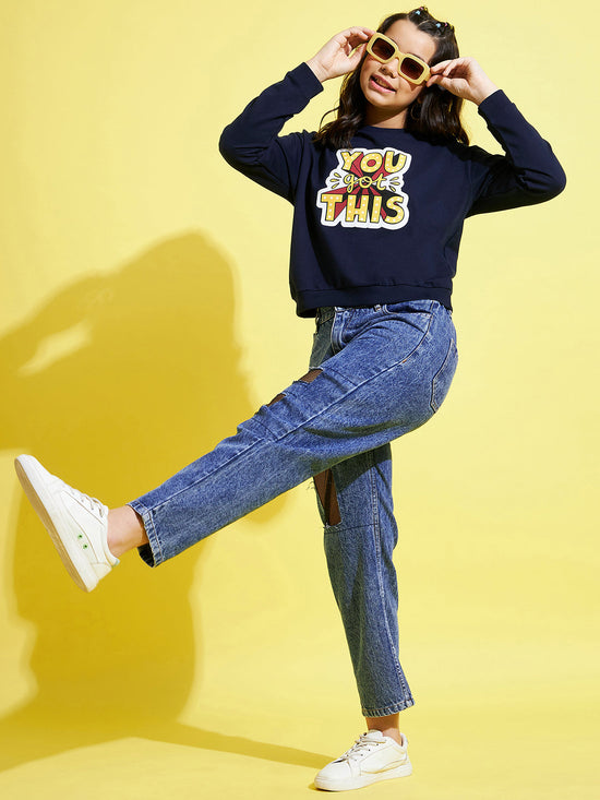 Girls Navy YOU GOT THIS Print Sweatshirt