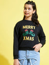 Girls Black MERRY XMAS Print Sweatshirt