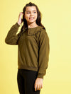 Girls Olive Terry Puritan Collar Sweatshirt