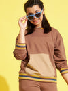 Girls Brown Terry Drop Shoulder Sweatshirt