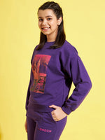 Girls Purple Terry LONDON Drop Shoulder Sweatshirt