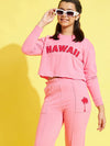 Girls Pink Terry HAWAII Crop Sweatshirt