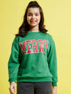 Girls Green Fleece MERRY Oversize Sweatshirt