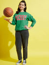 Girls Green Fleece MERRY Oversize Sweatshirt