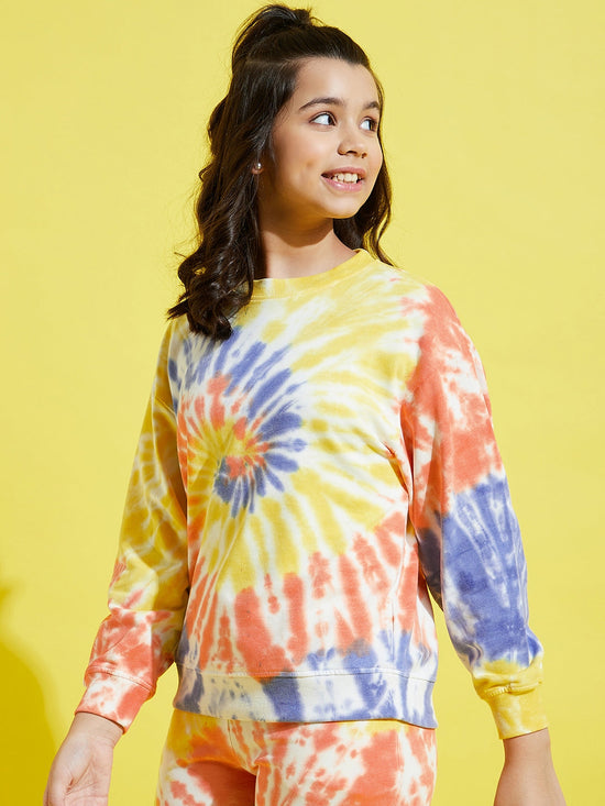 Girls Orange & Blue Terry Tie Dye Oversize Sweatshirt