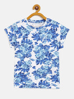 Girls Blue Floral T-Shirt