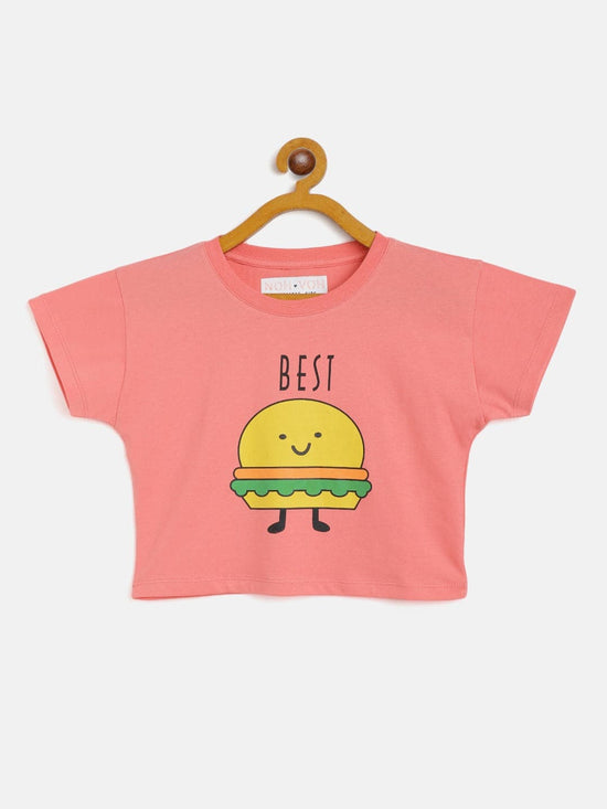 Girls Peach Burger Crop T-Shirt