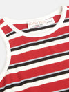 Girls Red Multicolor Stripes Sleeveless Crop Rib Top