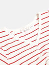 Girls White & Red Pinstripes Rouched Front Crop Rib Top