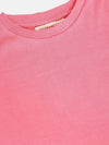 Girls Pink Rib Brand Tape Half Sleeve Top