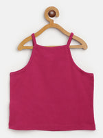 Girls Fuchsia Rib Strappy Crop Top