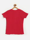 Girls Red Rib Short Sleeve Top