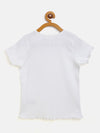 Girls White Rib V-Neck Top