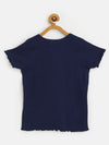 Girls Navy Rib V-Neck Top