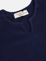 Girls Navy Rib V-Neck Top