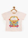 Girls Cream Bus Print Regular T-Shirt