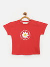 Girls Red Free-As-The-Flowers Regular T-Shirt