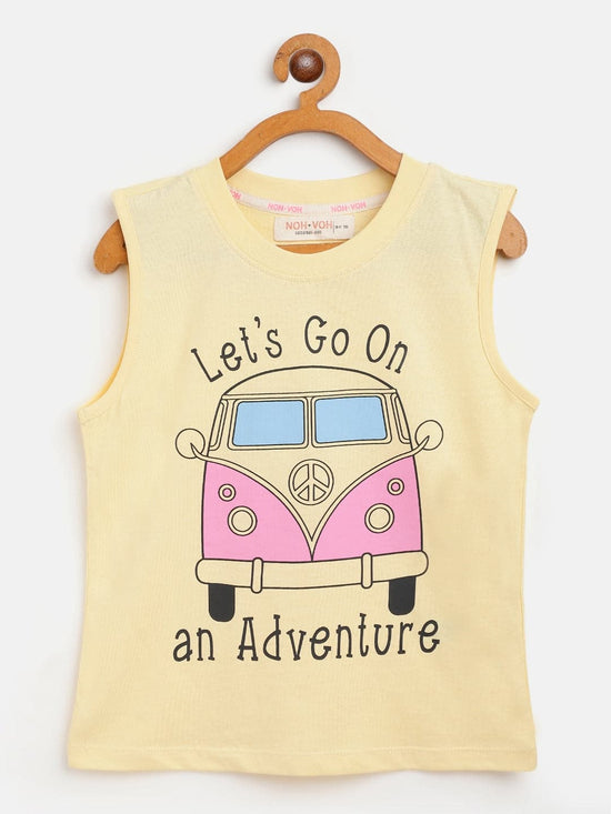 Girls Yellow Adventure Sleeveless T-Shirt