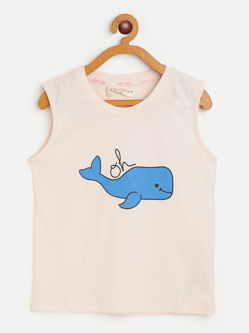Girls Cream Whale Sleeveless T-Shirt