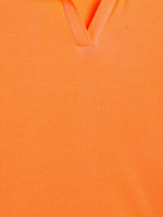 Girls Orange Polo Neck Rib Top