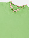 Girls Green High Neck Rib Crop Top