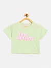 Girls Green You Go Girl Crop T-Shirt