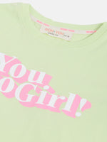 Girls Green You Go Girl Crop T-Shirt