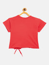 Girls Red Flower Print Tie-Knot Crop T-Shirt