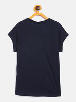 Girls Navy Stars Print T-Shirt