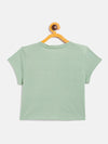 Girls Olive Girl Power Print Crop T-Shirt