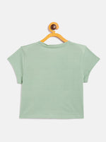 Girls Olive Girl Power Print Crop T-Shirt