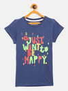 Girls Navy Just Want To Be Happy T-Shirt