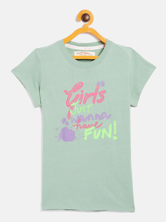 Girls Olive Girls Just Wanna Have Fun T-Shirt