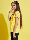 Girls Yellow Schiffli Detail T-Shirt