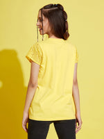 Girls Yellow Schiffli Detail T-Shirt