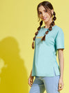 Girls Blue SUNSHINE Drop Shoulder T-Shirt