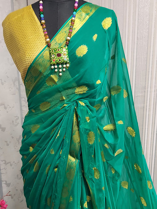 Sareemall Teal Green Woven Women Saree