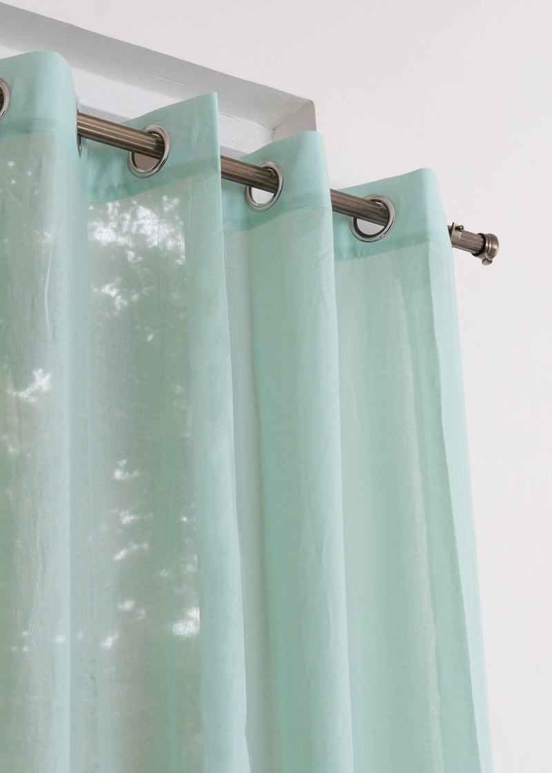 Nile Blue Cotton Sheer Curtain (Single Piece) - Door