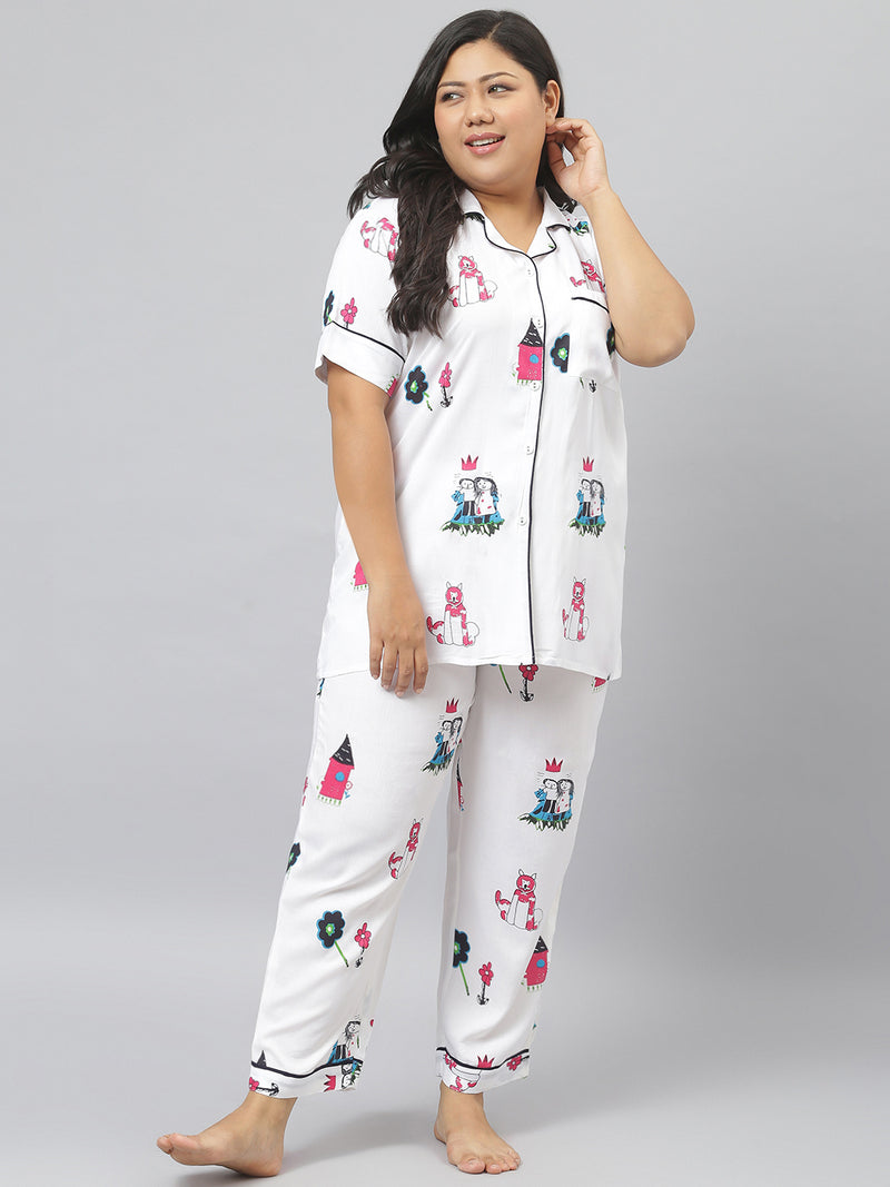 Buy Trendyol Animal Pattern Night Suit In Lilac | 6thStreet UAE