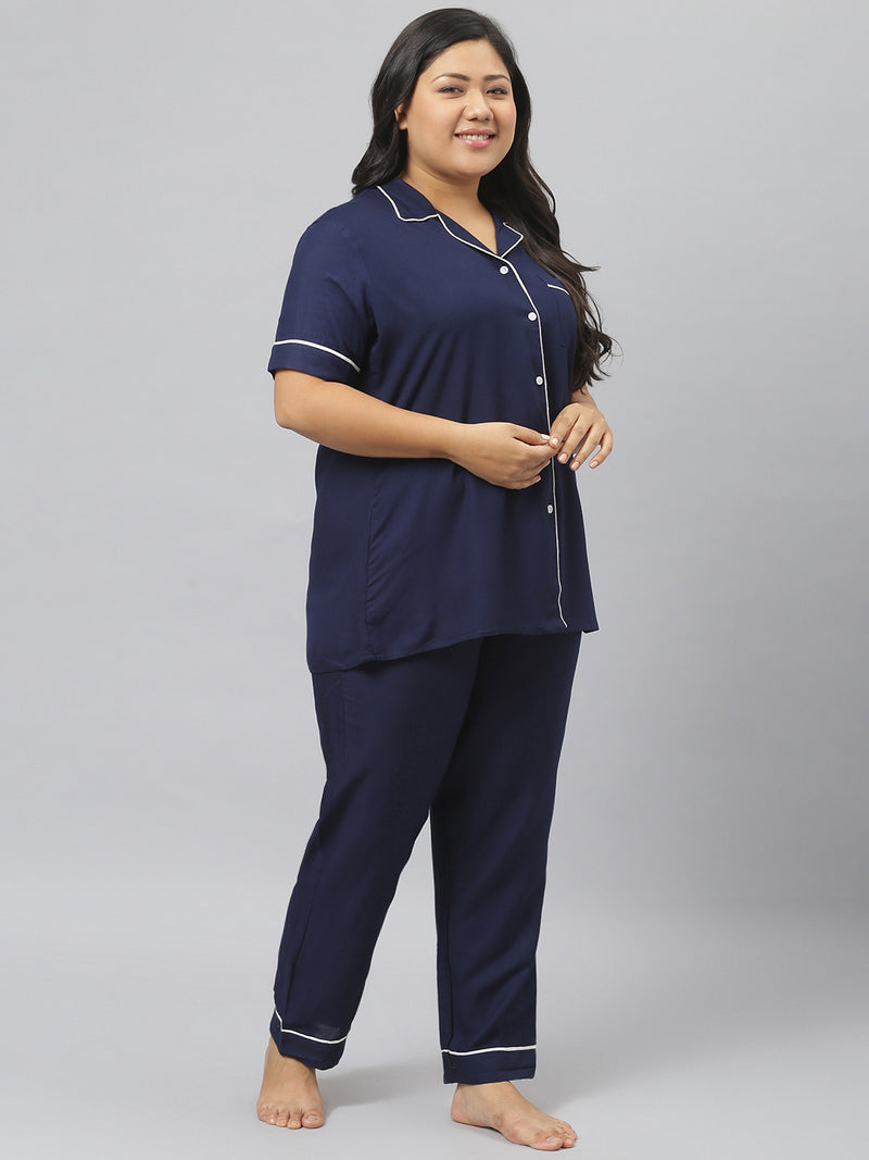 Women's Solid Rayon Night Suit Set
