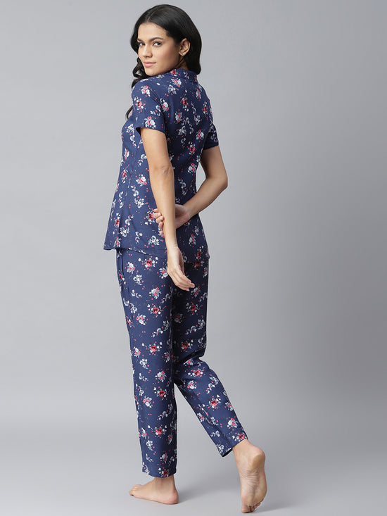 Women's Floral Printed Rayon Night Suit Set