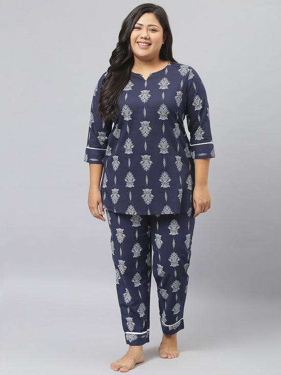 Women's Floral Print Cotton Night Suit Set